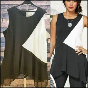 Regalia Color Block Black and White Top